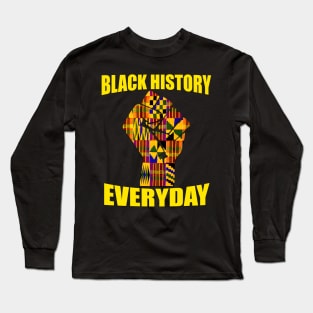 Black History Everyday Kente Pattern Melanin Pride T-Shirt Long Sleeve T-Shirt